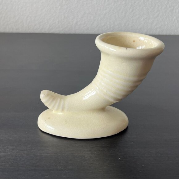 Vintage Mini Ceramic Cornucopia Bud Vase // Pacific Pottery // 3" Tall - Picture 1 of 8